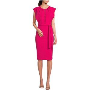 Calvin Klein NWT $134 Pleated Front Sheath Dress, Pink Women's Size 12